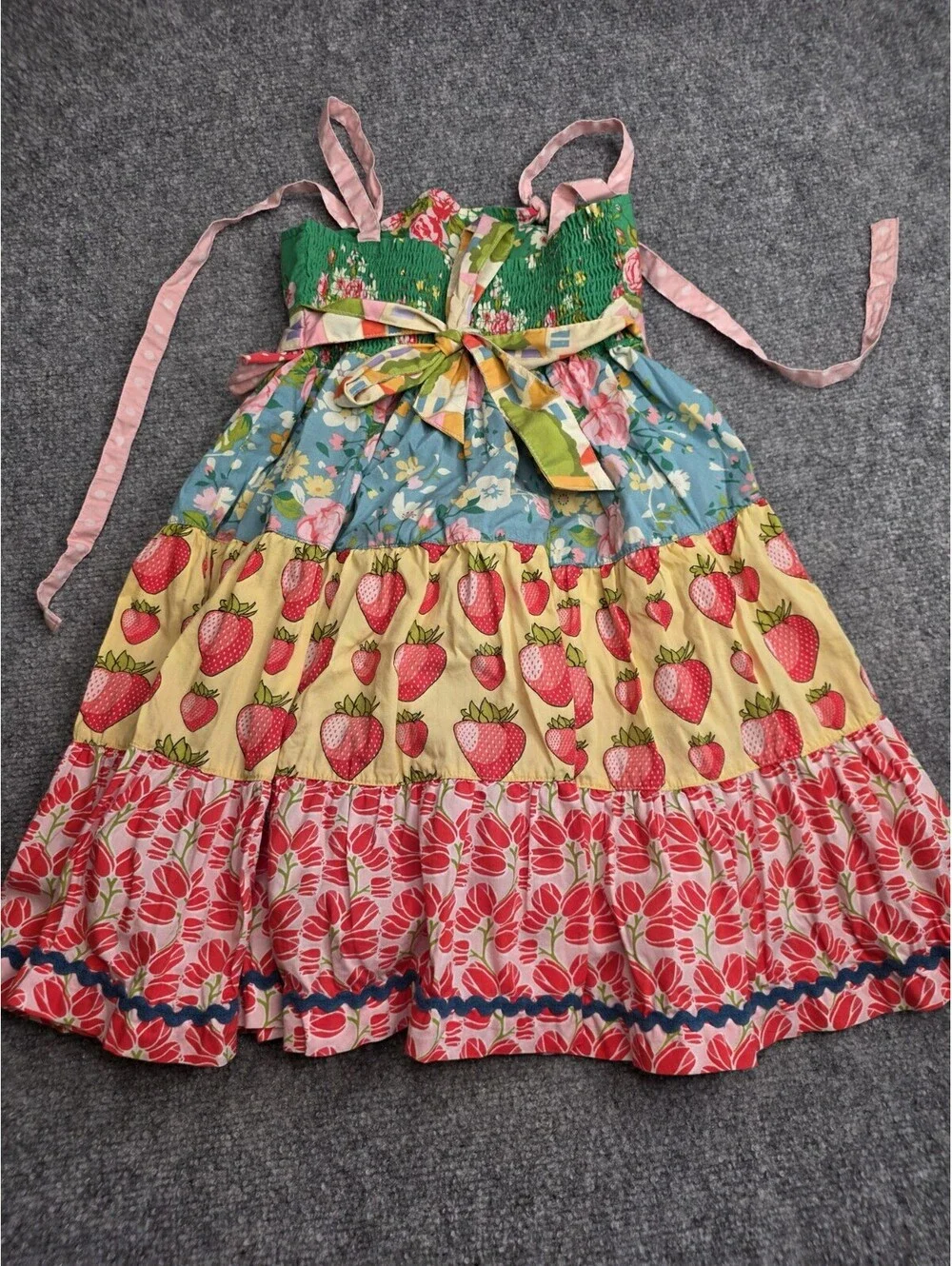 Matilda Jane Good Hart Meadow Sweet Ellie Dress Size 6 Strawberry Floral EUC